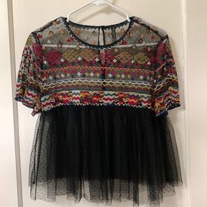 Embroidered and beaded Zara top